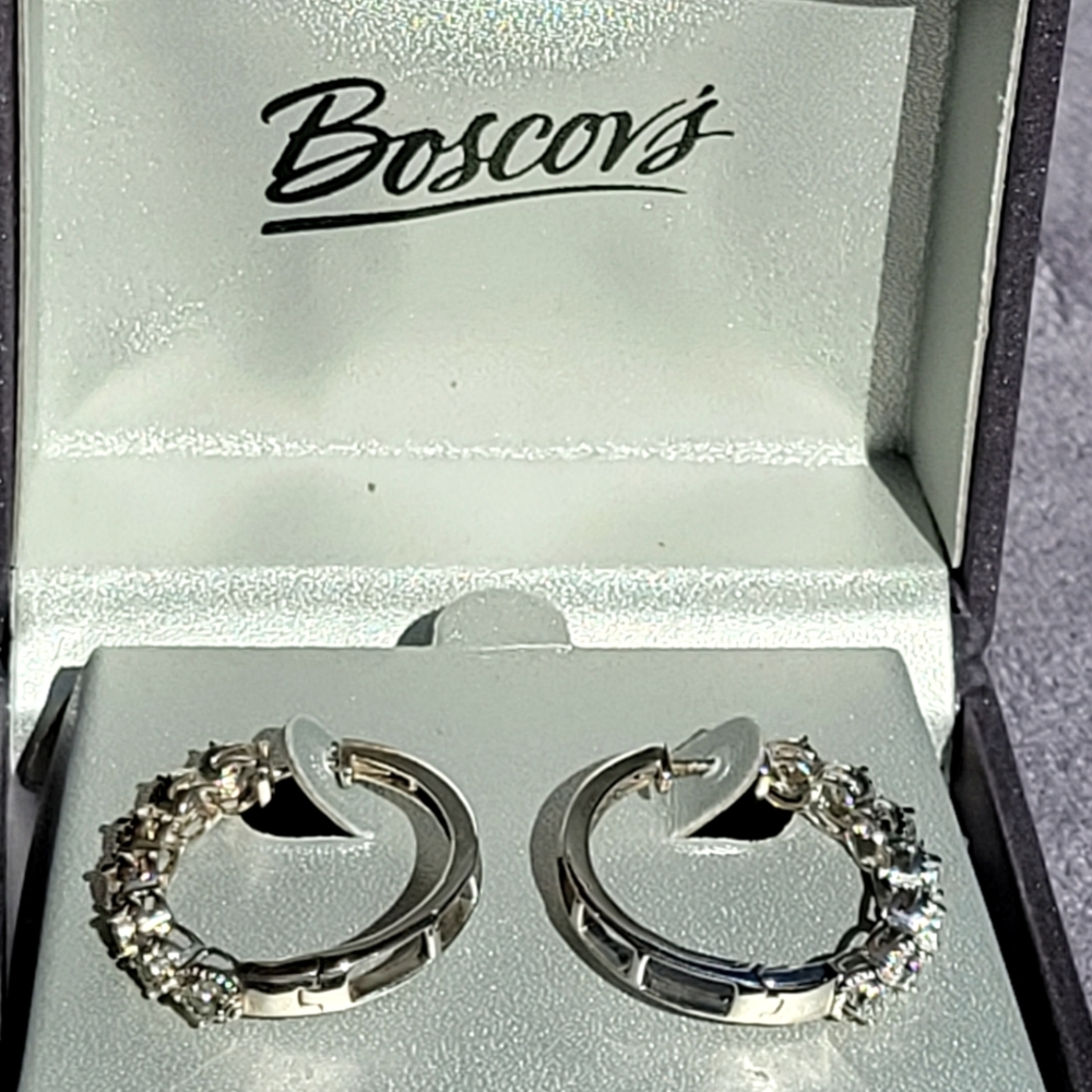 1/4 CTTW Sterling silver hoop earrings